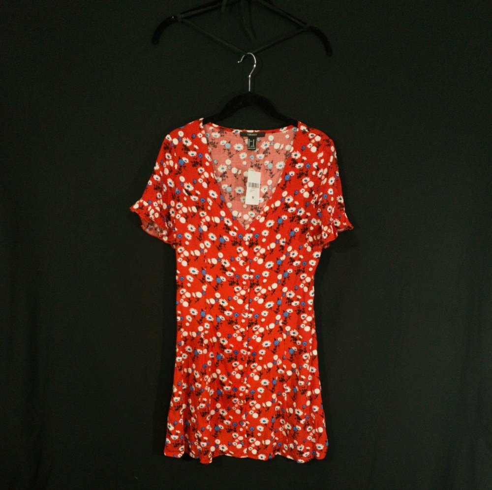 NWT Forever 21 red flower woven dress